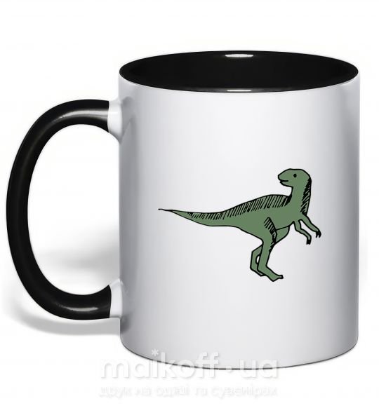 Чашка з кольоровою ручкою Dino illustration Чорний фото