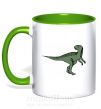 Чашка з кольоровою ручкою Dino illustration Зелений фото