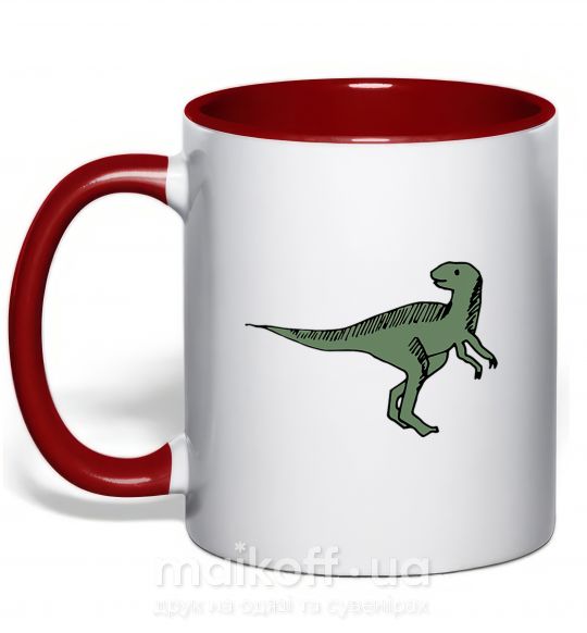 Чашка з кольоровою ручкою Dino illustration Червоний фото