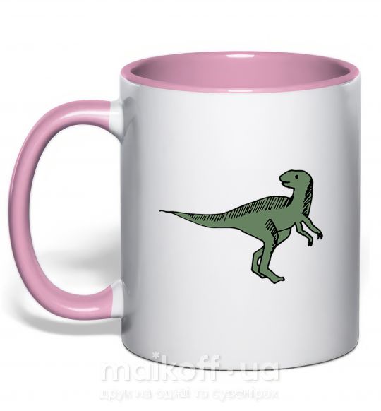 Чашка з кольоровою ручкою Dino illustration Ніжно рожевий фото