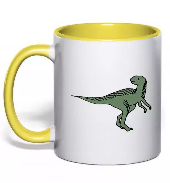 Чашка с цветной ручкой Dino illustration Солнечно желтый фото