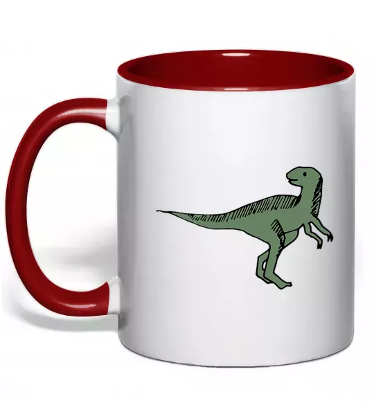 Чашка с цветной ручкой Dino illustration Красный фото