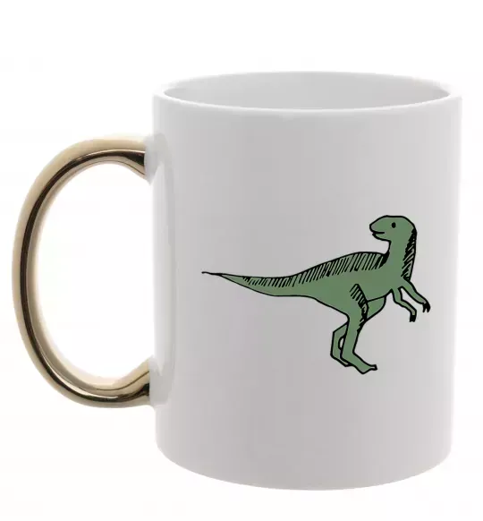 Чашка с цветной ручкой Dino illustration Золото фото