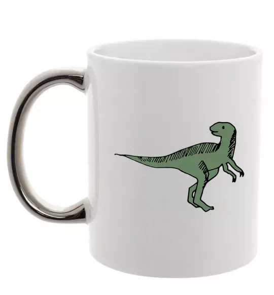 Чашка с цветной ручкой Dino illustration Серебро фото