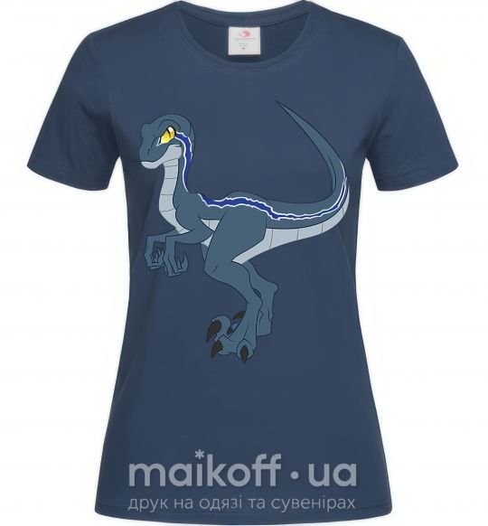 Женская футболка Коварный динозавр Темно-синий фото