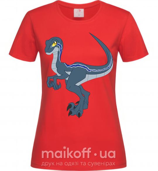 Женская футболка Коварный динозавр Красный фото