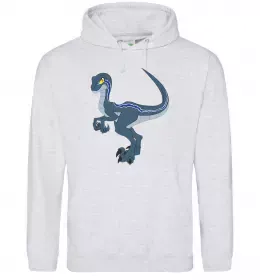 Мужская толстовка (худи) Підступний динозавр Серый меланж фото