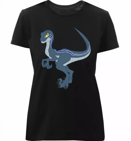 Женская премиум футболка Підступний динозавр Черный фото