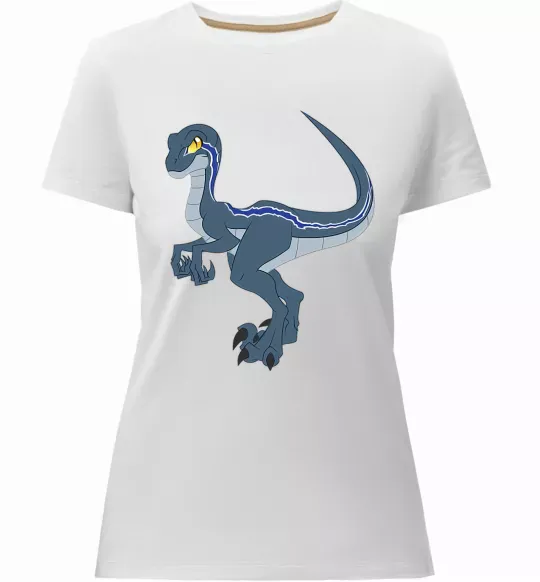 Женская премиум футболка Підступний динозавр Белый фото