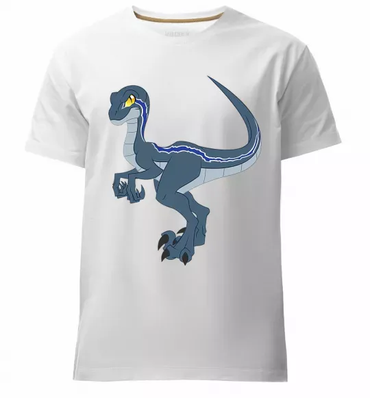 Мужская премиум футболка Підступний динозавр Белый фото