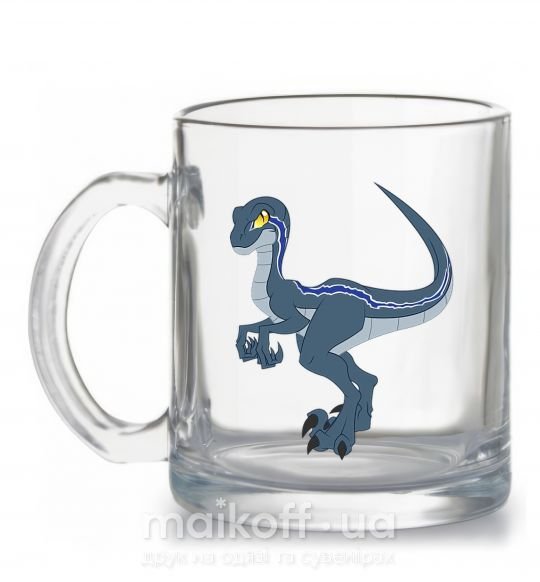 Чашка стеклянная Коварный динозавр Прозрачный фото