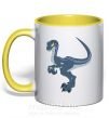 Чашка з кольоровою ручкою Коварный динозавр Сонячно жовтий фото
