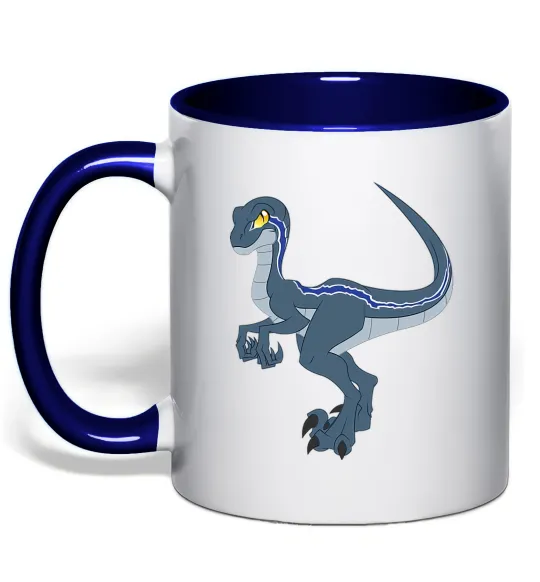 Чашка с цветной ручкой Підступний динозавр Глубокий темно-синий фото