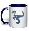 Чашка с цветной ручкой Підступний динозавр Глубокий темно-синий фото