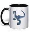 Чашка з кольоровою ручкою Коварный динозавр Чорний фото