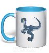 Чашка з кольоровою ручкою Коварный динозавр Блакитний фото