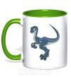 Чашка з кольоровою ручкою Коварный динозавр Зелений фото