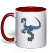 Чашка с цветной ручкой Коварный динозавр Красный фото