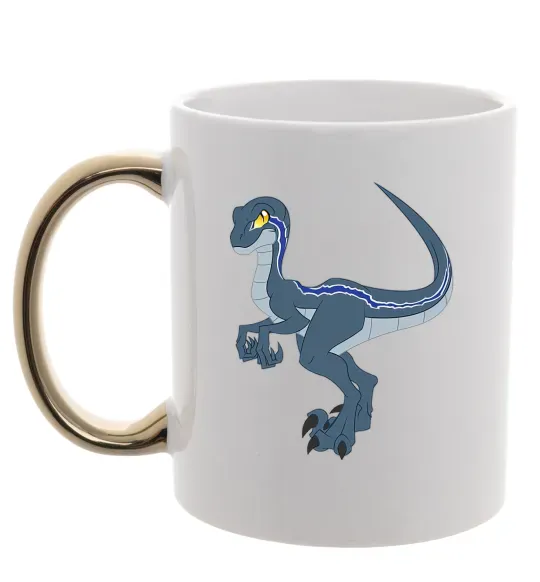 Чашка с цветной ручкой Підступний динозавр Золото фото