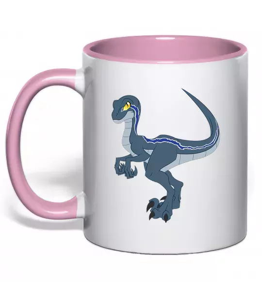 Чашка с цветной ручкой Підступний динозавр Нежно розовый фото