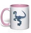 Чашка з кольоровою ручкою Коварный динозавр Ніжно рожевий фото