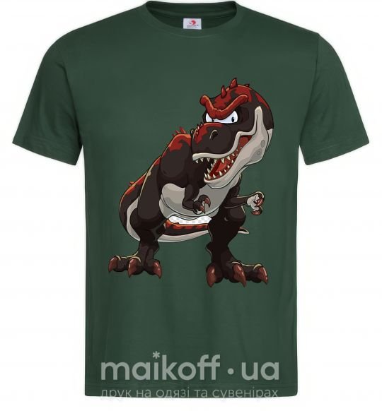 Мужская футболка Красный динозавр Темно-зеленый фото