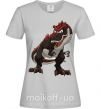 Женская футболка Красный динозавр Серый фото