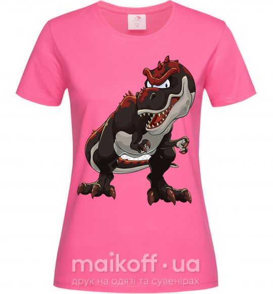 Женская футболка Красный динозавр Ярко-розовый фото