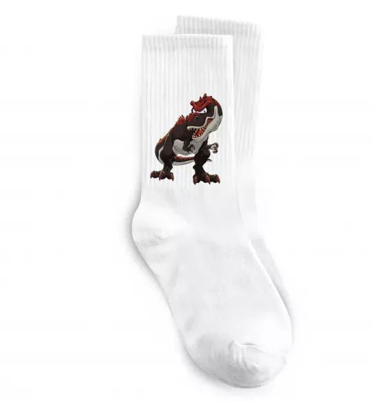 Шкарпетки Червоний динозавр Білий фото