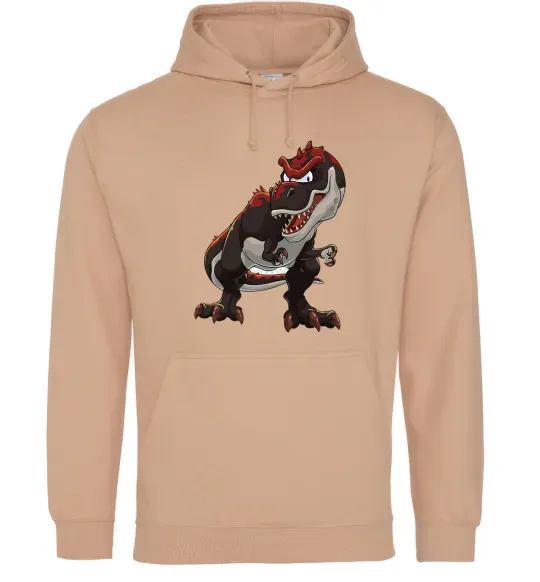 Мужская толстовка (худи) Червоний динозавр Песочный фото