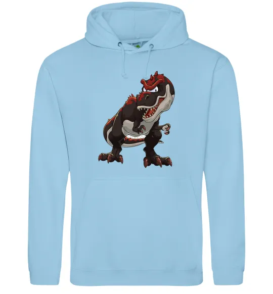 Жіноча толстовка (худі) Червоний динозавр Блакитний фото