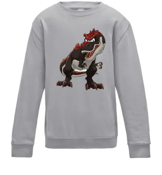 Дитячий світшот Червоний динозавр Сірий меланж фото