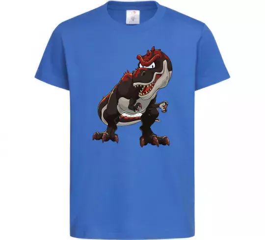 Детская футболка Червоний динозавр Ярко-синий фото