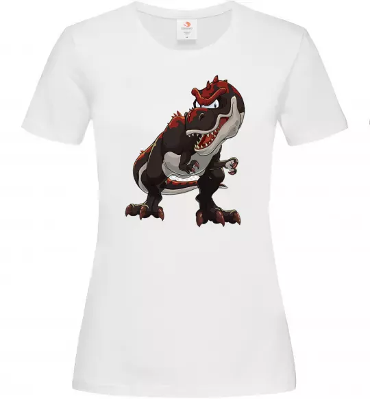Жіноча футболка Червоний динозавр Білий фото