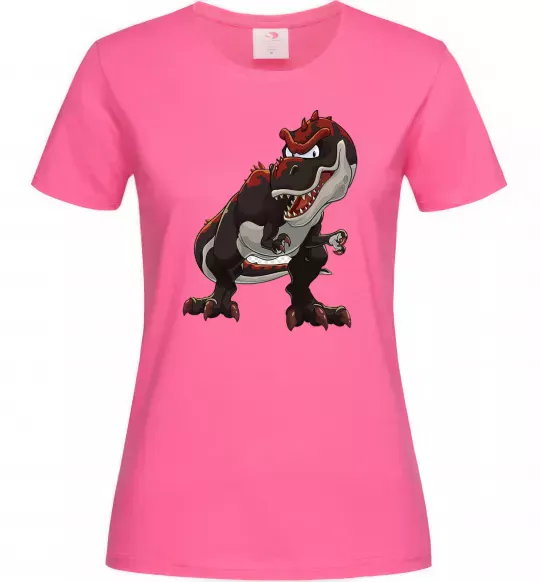 Жіноча футболка Червоний динозавр Яскраво-рожевий фото