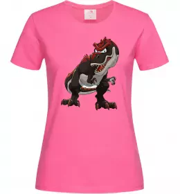 Женская футболка Червоний динозавр Ярко-розовый фото