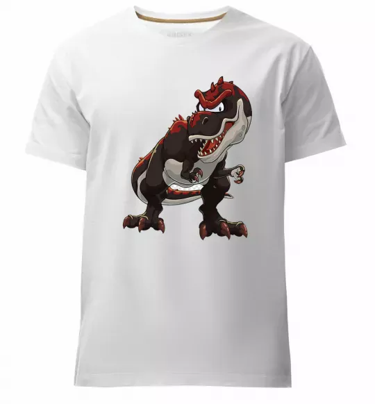 Мужская премиум футболка Червоний динозавр Белый фото
