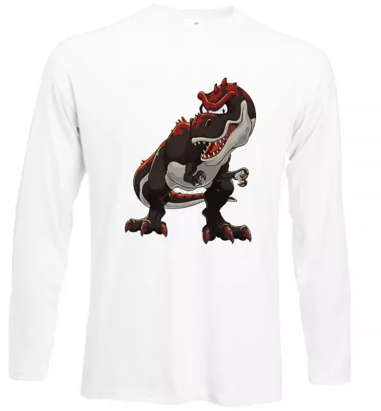 Лонгслів Червоний динозавр Білий фото