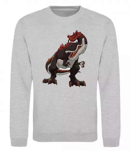 Свитшот Червоний динозавр Серый меланж фото