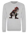Свитшот Червоний динозавр Серый меланж фото