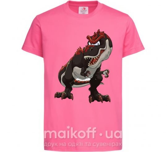 Детская футболка Красный динозавр Ярко-розовый фото