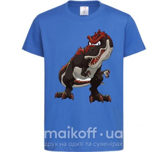 Детская футболка Красный динозавр Ярко-синий фото