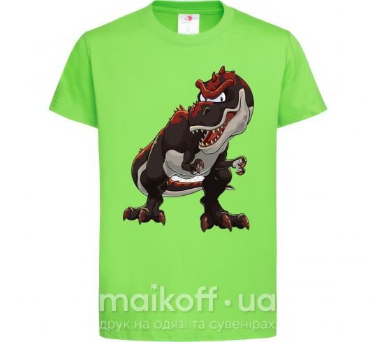 Детская футболка Красный динозавр Лаймовый фото