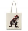Эко-сумка Красный динозавр Бежевый фото
