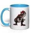 Чашка з кольоровою ручкою Красный динозавр Блакитний фото