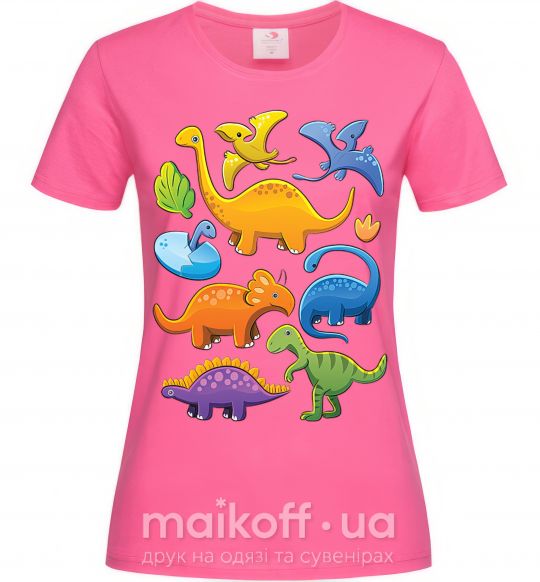 Женская футболка Little dinos art Ярко-розовый фото