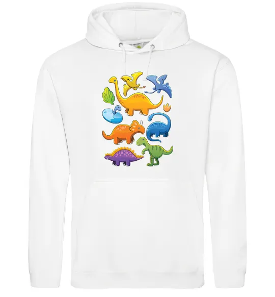 Мужская толстовка (худи) Little dinos art Белый фото