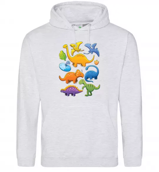 Женская толстовка (худи) Little dinos art Серый меланж фото