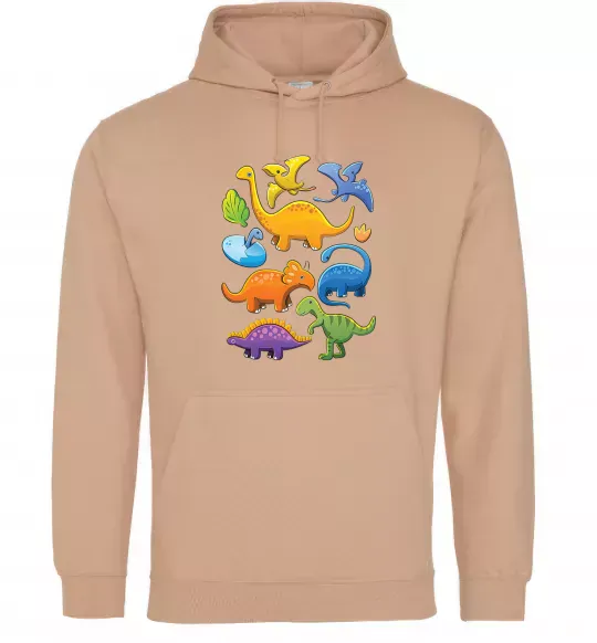Женская толстовка (худи) Little dinos art Песочный фото