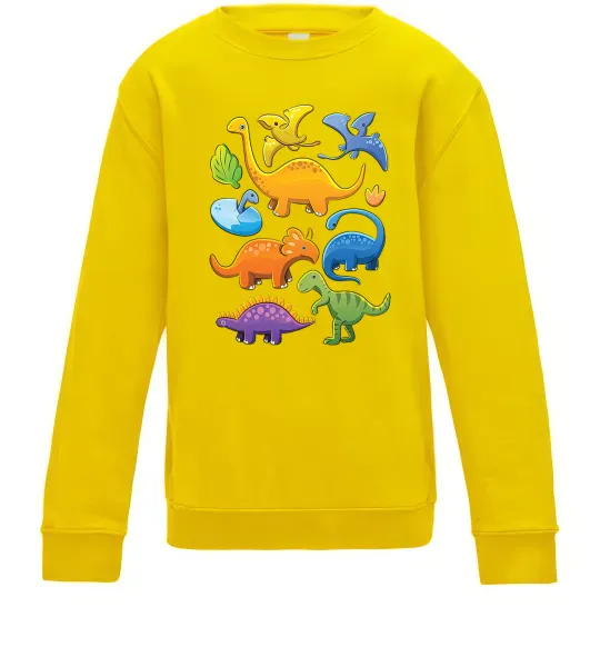 Детский Свитшот Little dinos art Солнечно желтый фото